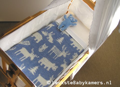 Wiegdeken Forest wol blauw