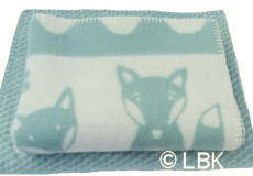 Wiegdeken Fox wol duck egg blue afwerking