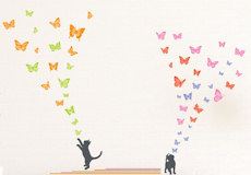 Muurstickers Kittens love butterflies sfeer 1